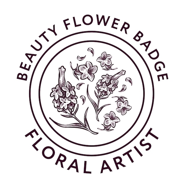 Vector beauty flower badge floral artist shop or store