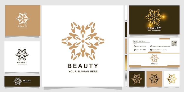 Beauty, flower, boutique or ornament logo template with business card design. can be used spa, salon, beauty or boutique logo design.