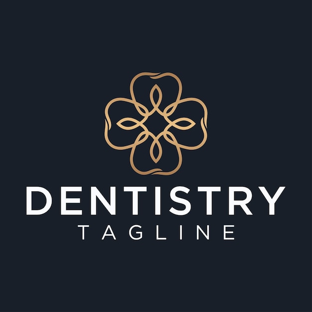 Logo del dente dentale del fiore di bellezza o dei denti floreali freschi