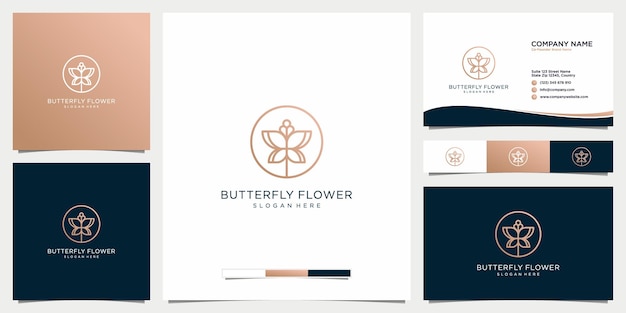 Beauty flower floral logo type with business card