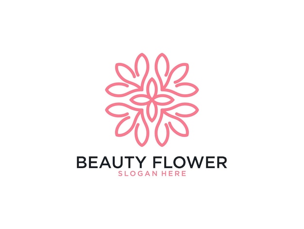 Beauty flower line art logo design