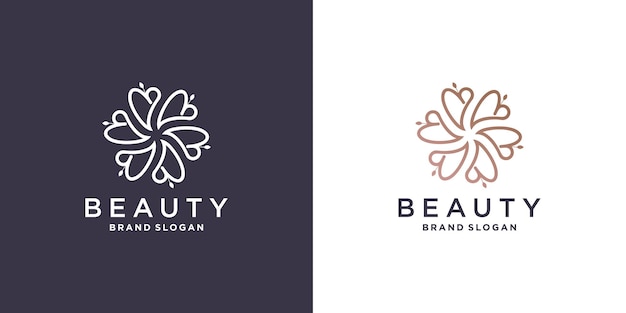 Beauty flower logo abstract met lijnconcept Premium Vector deel 2