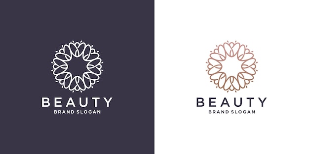 Beauty flower logo abstract met lijnconcept Premium Vector deel 3