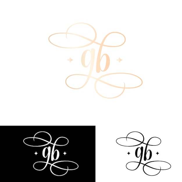 Vector beauty flower logo monogram gb boutique salon initial letter designs templates