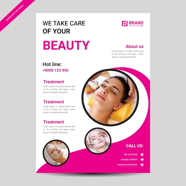 Vector beauty flyer template design with modern