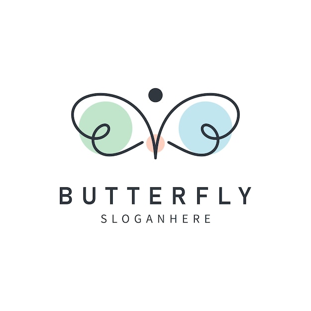 Beauty flying butterfly logo design template