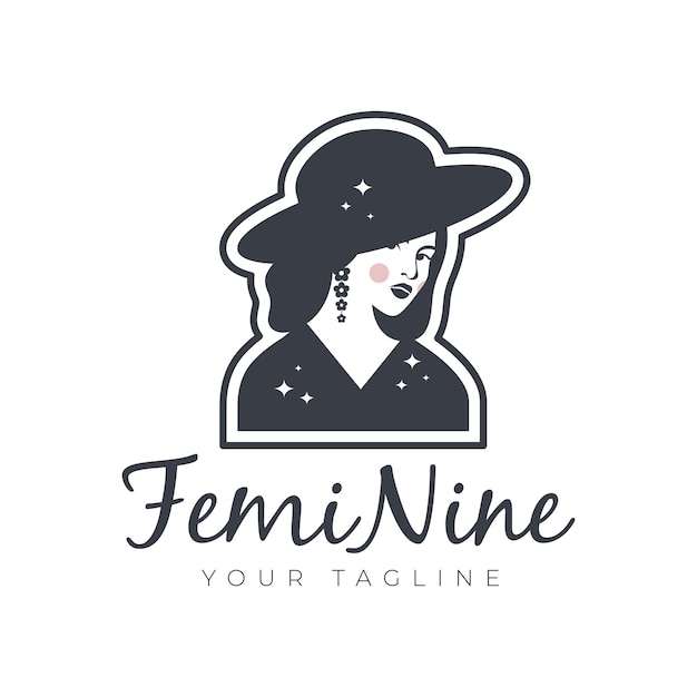 Beauty girl female fashion salon spa vintage logo design vector