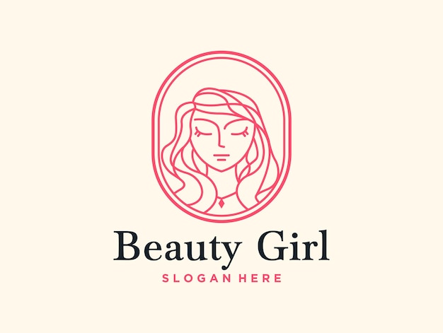 Beauty girl line art logo design good use for salon or fashion logo