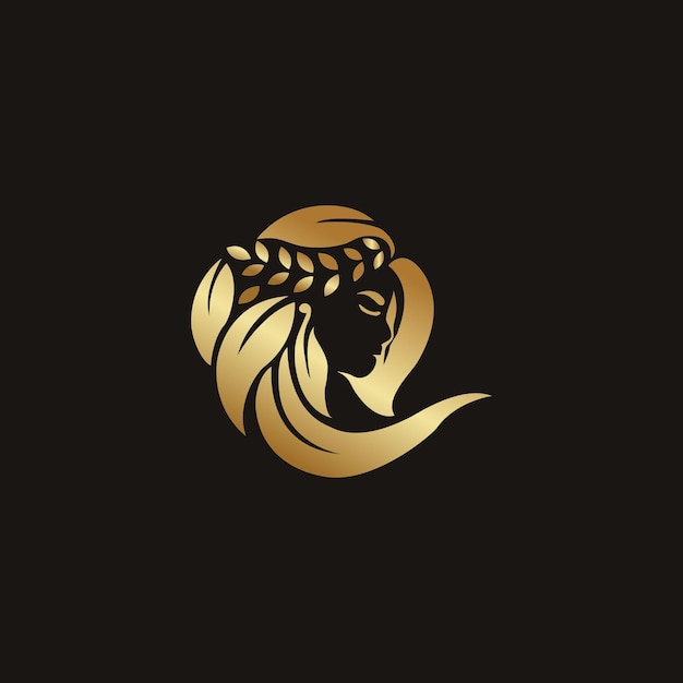 Логотип девушки красоты на черном фоне