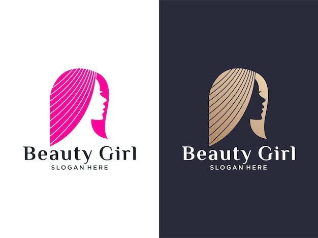 Design del logo della ragazza di bellezza buon uso per il salone e la moda