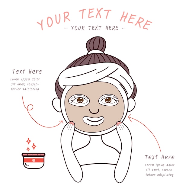 Vector beauty girl with facial skincare mask