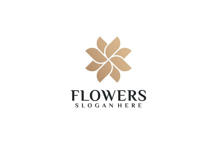 Beauty gold woman spa flower logo design icon
