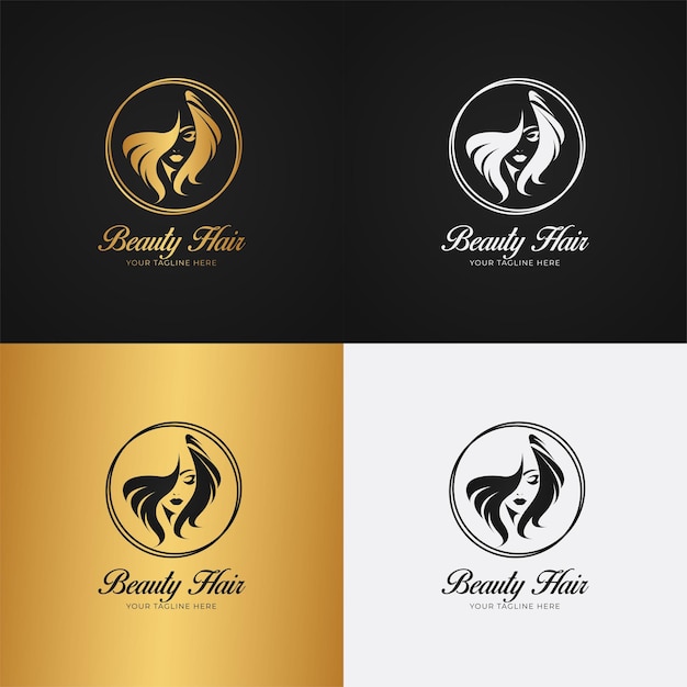 Beauty hair salon business logo with different colors