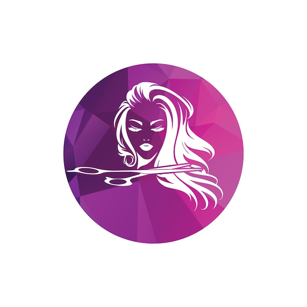 Vettore bellezza parrucchiere logo logo di moda femminile