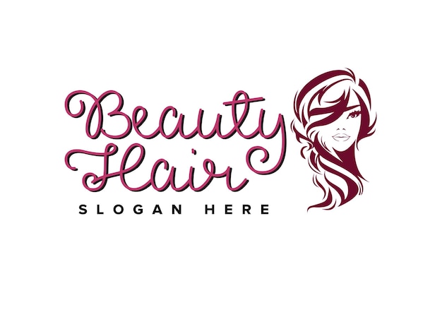 beauty hair salon logo with flat design vector