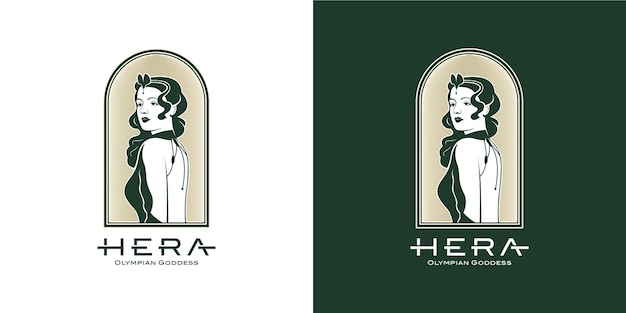 Bellezza dell'ispirazione per il design del logo della dea dell'olimpo di hera