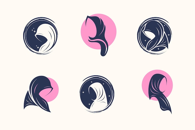 Beauty hijab logo design vector collection with unique element idea