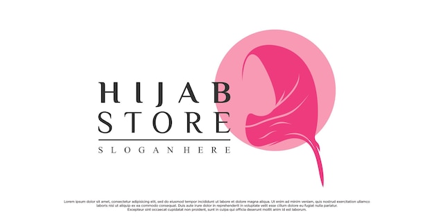 Logo hijab di bellezza per donna musulmana con elemento creativo vettore premium