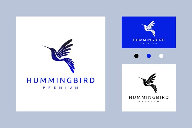 Beauty humming bird silhouette isolated white background vector icon logo design inspiration