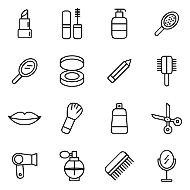 Vector beauty icon pack, outline icon stlye