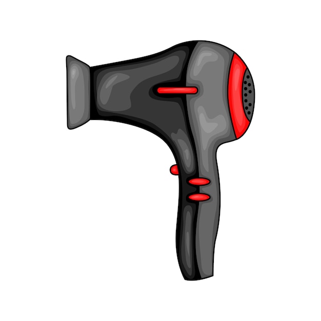 Beauty illustration with hair dryer. Cartoon style. Vector.