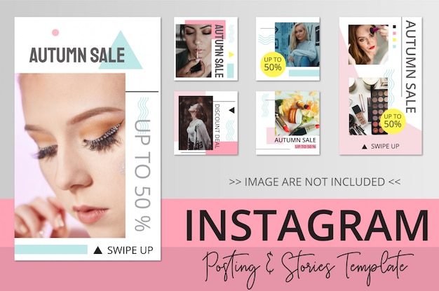 Vector beauty instagram posting and stories template