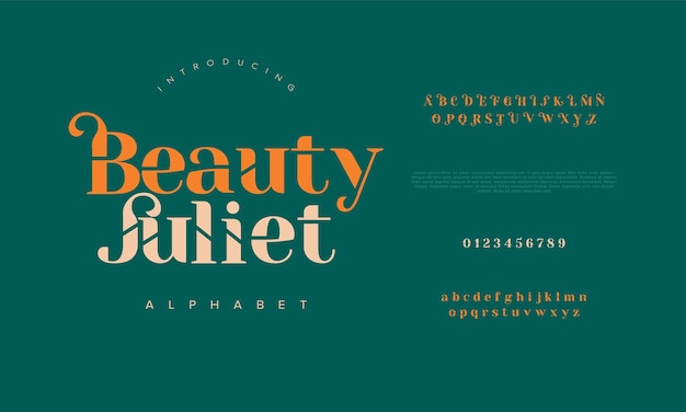 Beauty juliet premium luxury elegant alphabet letters and numbers Elegant wedding typography classic