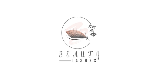 美容ビジネスのための花のコンセプト デザイン アイコン ベクトルと美容まつげロゴ