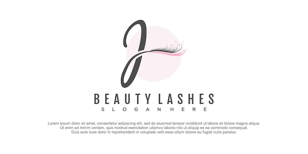 Beauty lashes logo with letter j concept for beauty extention