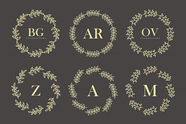 beauty leaf frame logo collection