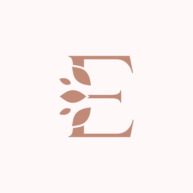 Beauty leaf logo template royal letter E brand design