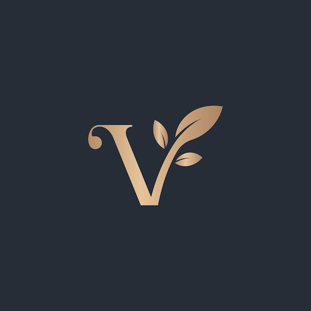 beauty letter logo V blad luxe logo cosmetisch