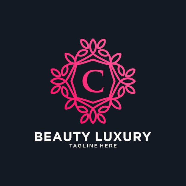 beauty line art luxury and nature frame logo design