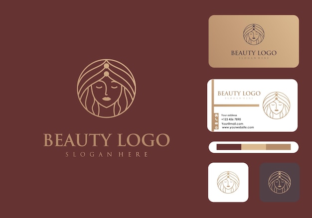 Beauty line logo and business card icon