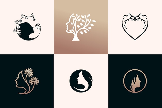 Beauty logo collection with creative unique design vector