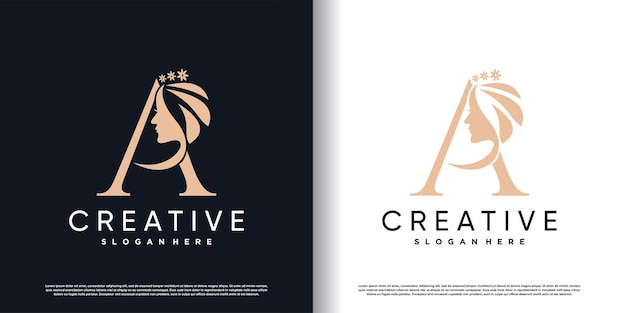 Beauty logo desain with initial letter a and creative concept Premium Vector