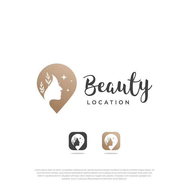 Beauty logo design concept with pin location