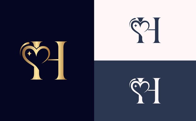 beauty logo design love spa massage letter H
