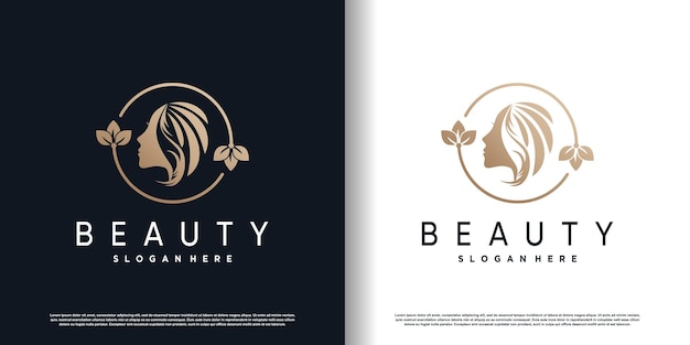 beauty logo design with creative concept premium vector