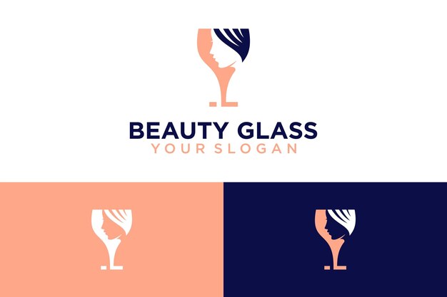 beauty logo design with glass