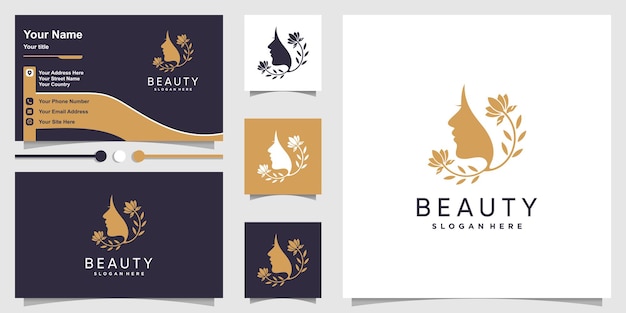 Beauty logo design for woman Premium Vector