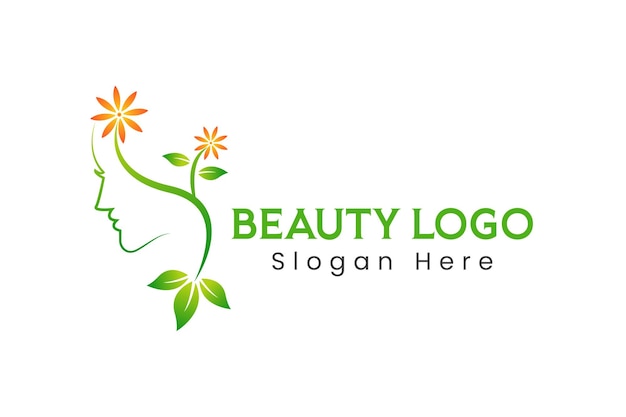 Vector beauty logo vector design on green color