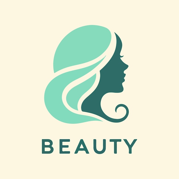 Logo di bellezza con immagine di donna con una combinazione di 2 colori