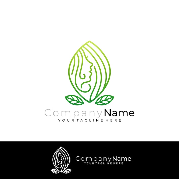 Vector beauty logo with leaf design nature salon logos line style