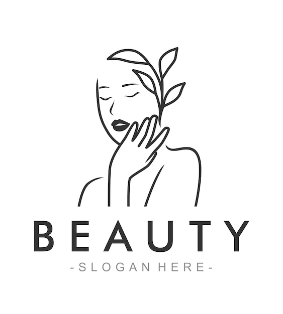 Beauty logo with line art style