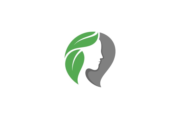 ビューティー サロン化粧品スパ髪ロゴタイプ コンセプト アイコン テンプレートに適した自然な葉を持つ美容ロゴ