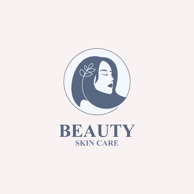 Vettore un logo di bellezza con il volto di una donna e un cerchio di fiori.