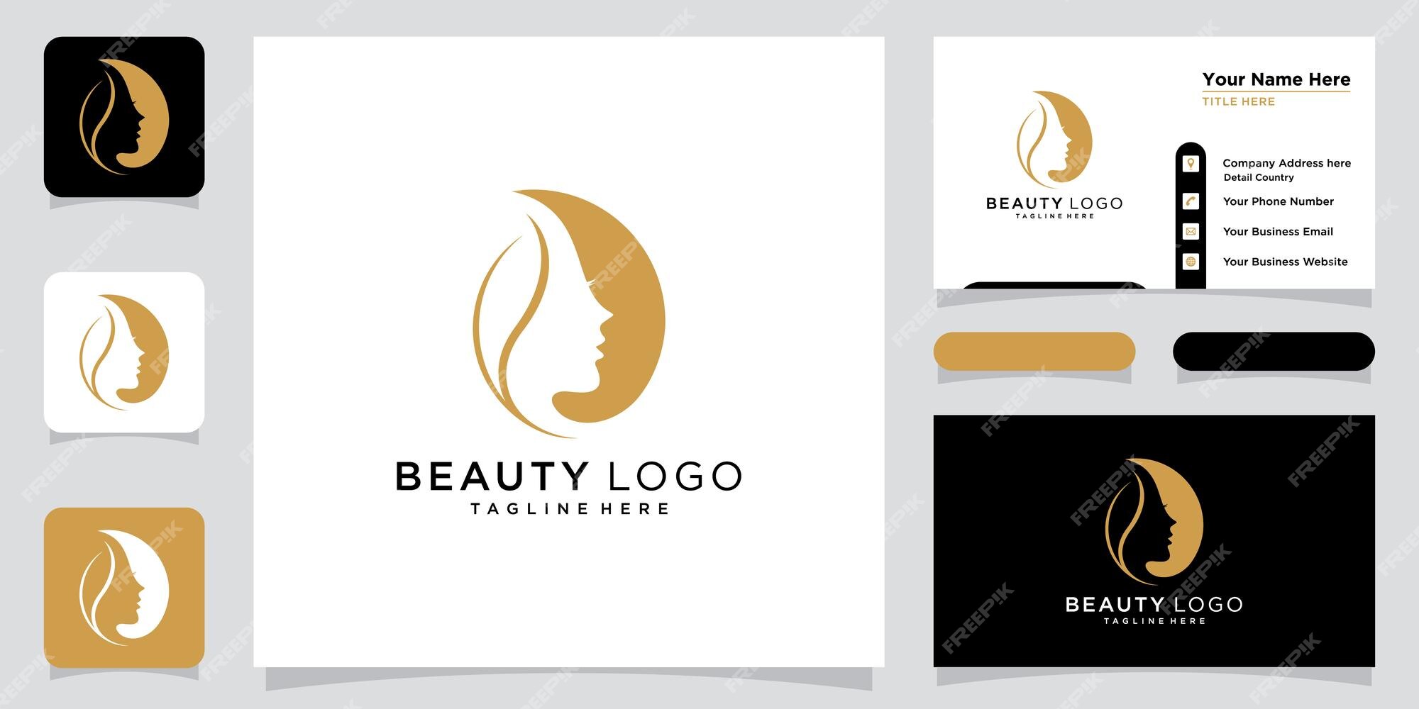 Premium Vector  Woman beauty logo with business card