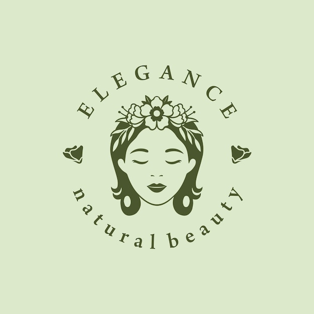 Beauty loman logo design with flower and leaf