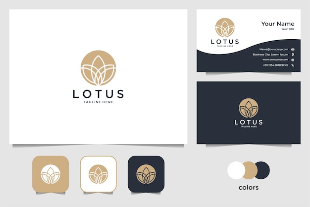 Красота лотоса элегантный дизайн логотипа и визитная карточка